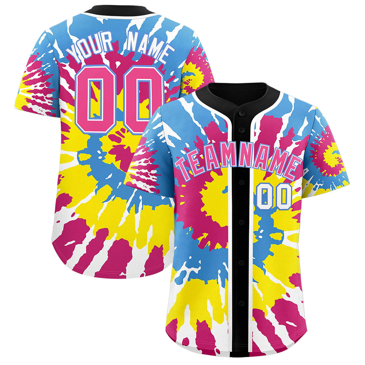Custom Black Tie-Dye Graffiti Pattern Authentic Baseball Jersey| KXKSHOP