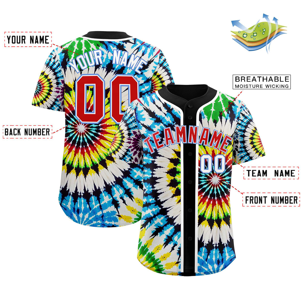 Custom Black Tie-Dye Graffiti Pattern Authentic Baseball Jersey| KXKSHOP