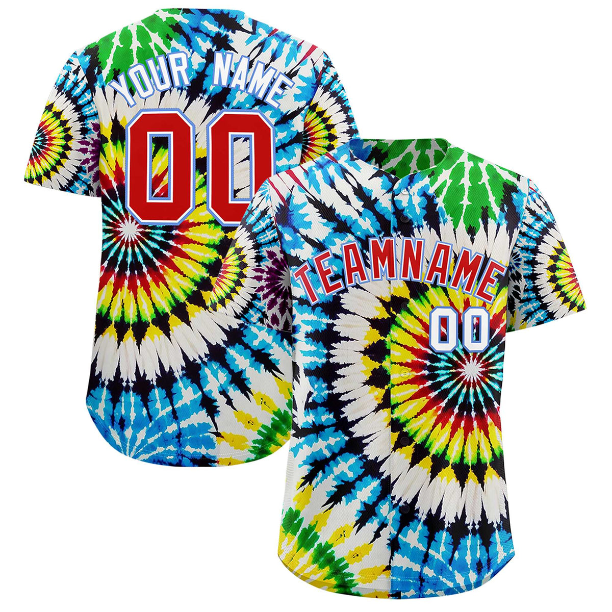 Custom Multi Color Tie-Dye Graffiti Pattern Authentic Baseball Jersey| KXKSHOP