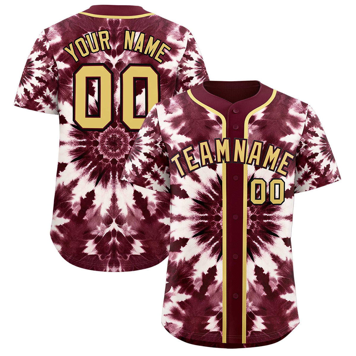 Custom Crimson Tie-Dye Graffiti Pattern Authentic Baseball Jersey| KXKSHOP