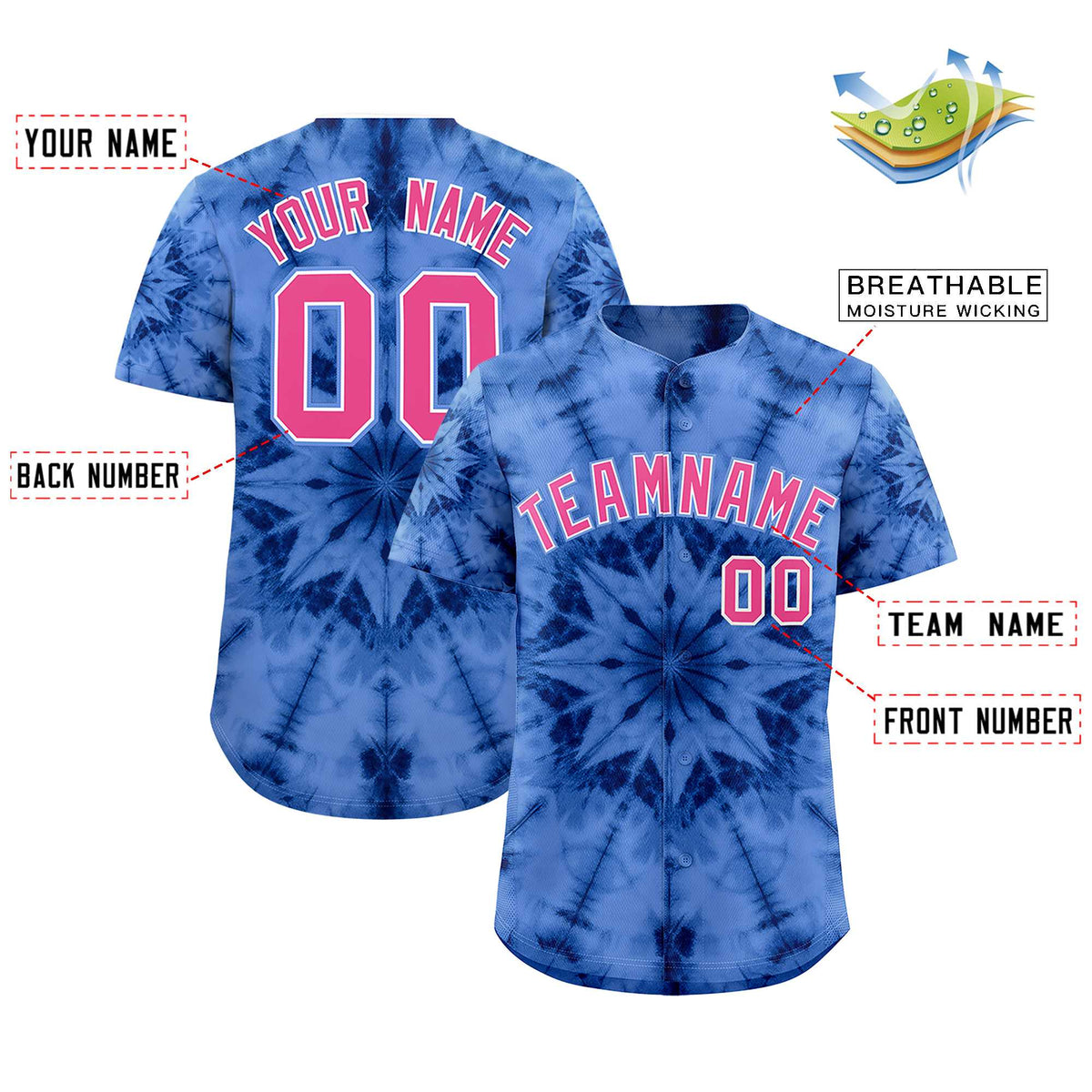 Custom Multi Color Tie-Dye Graffiti Pattern Authentic Baseball Jersey| KXKSHOP