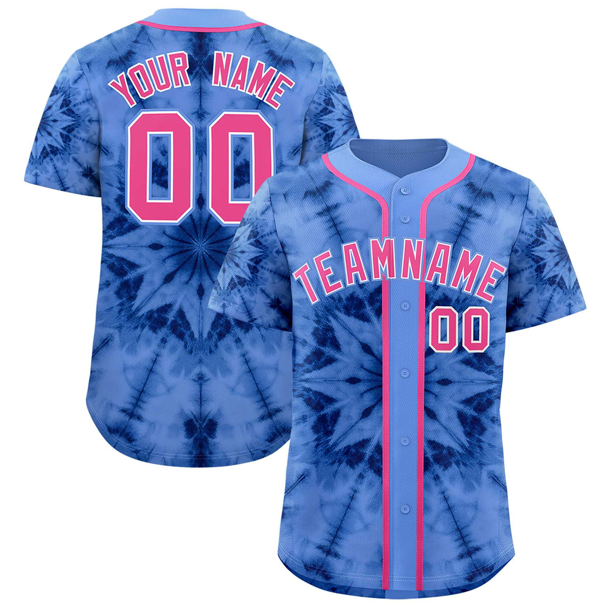 Custom Light Blue Tie-Dye Graffiti Pattern Authentic Baseball Jersey| KXKSHOP