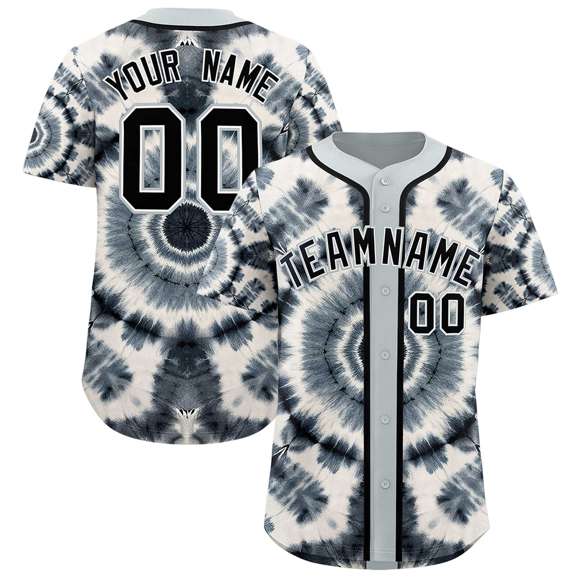 Custom Silver Tie-Dye Graffiti Pattern Authentic Baseball Jersey| KXKSHOP