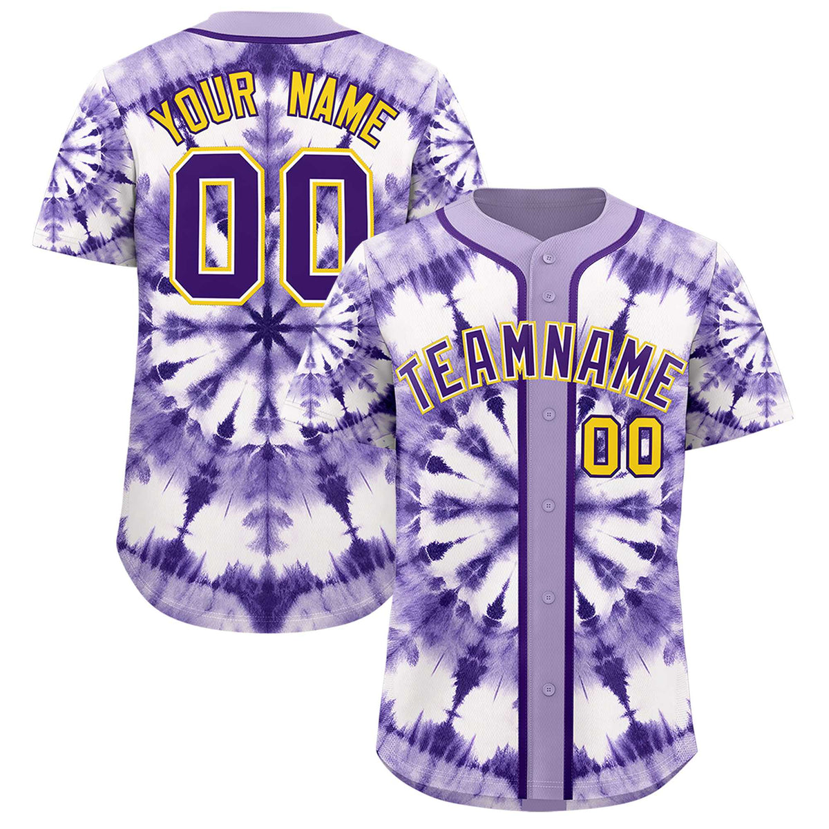 Custom Light Purple Tie-Dye Graffiti Pattern Authentic Baseball Jersey| KXKSHOP