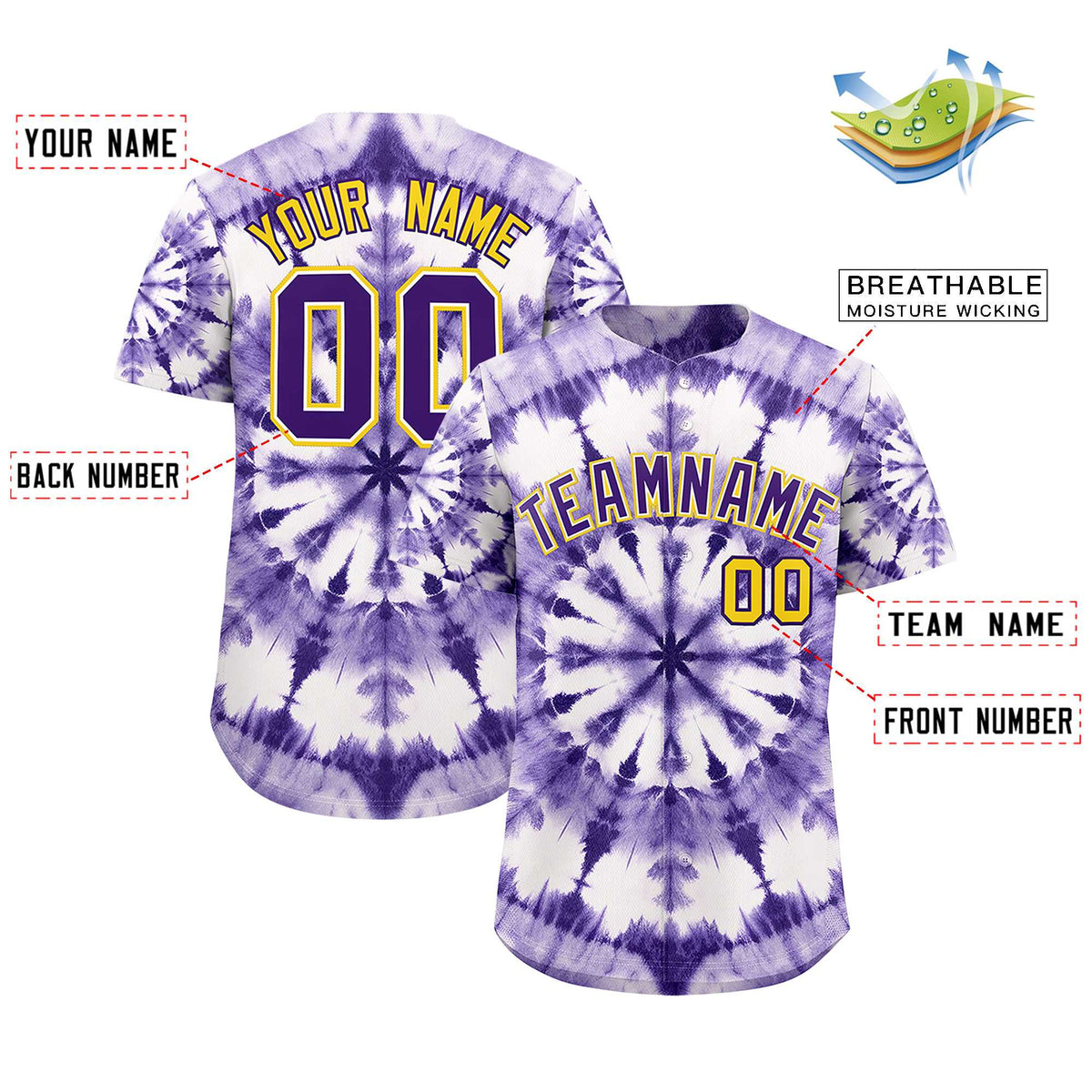 Custom Multi Color Tie-Dye Graffiti Pattern Authentic Baseball Jersey| KXKSHOP