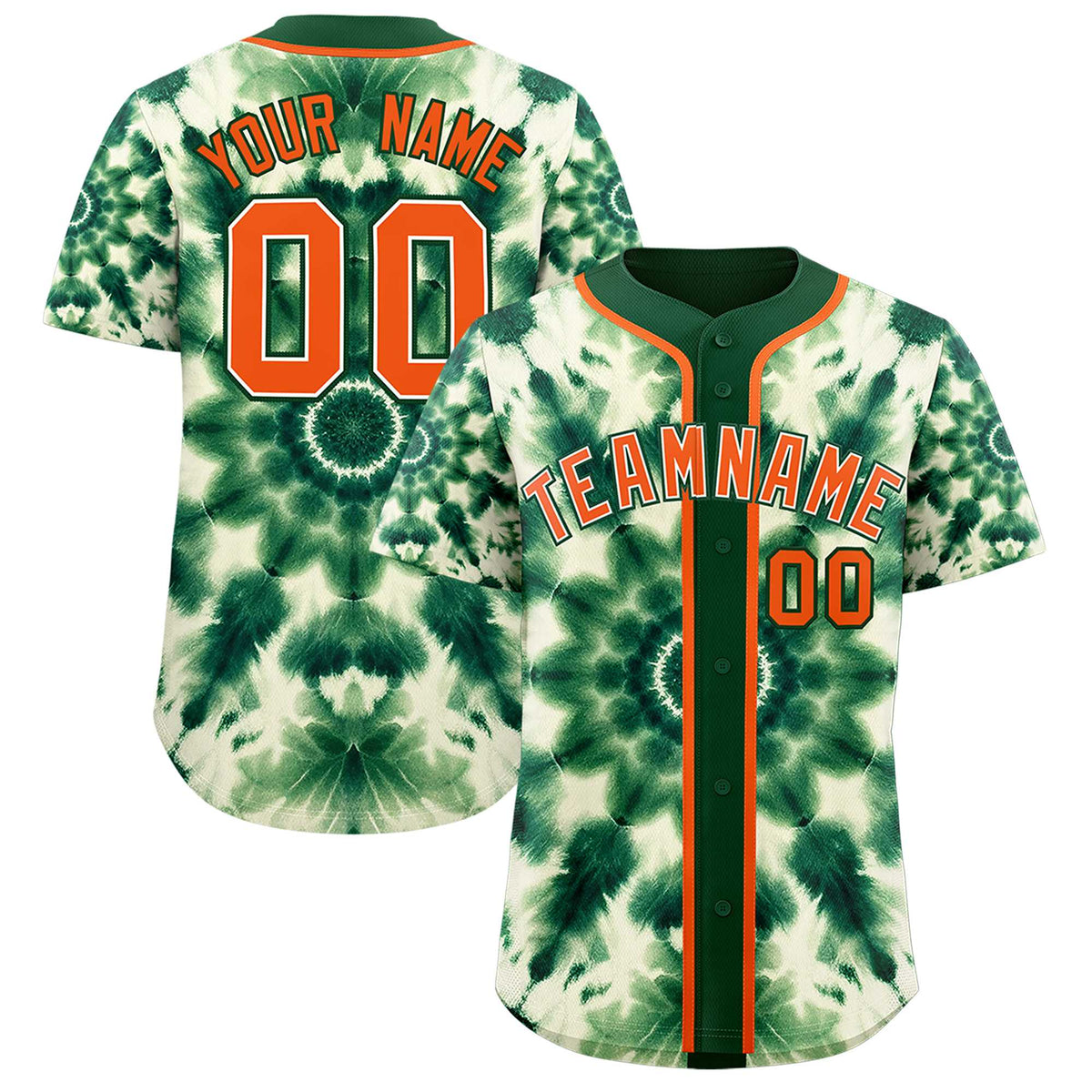 Custom Green Tie-Dye Graffiti Pattern Authentic Baseball Jersey| KXKSHOP