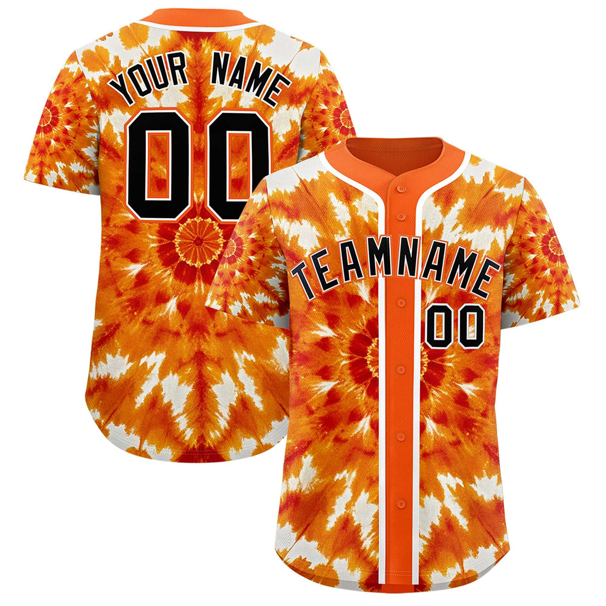 Custom Orange Tie-Dye Graffiti Pattern Authentic Baseball Jersey| KXKSHOP