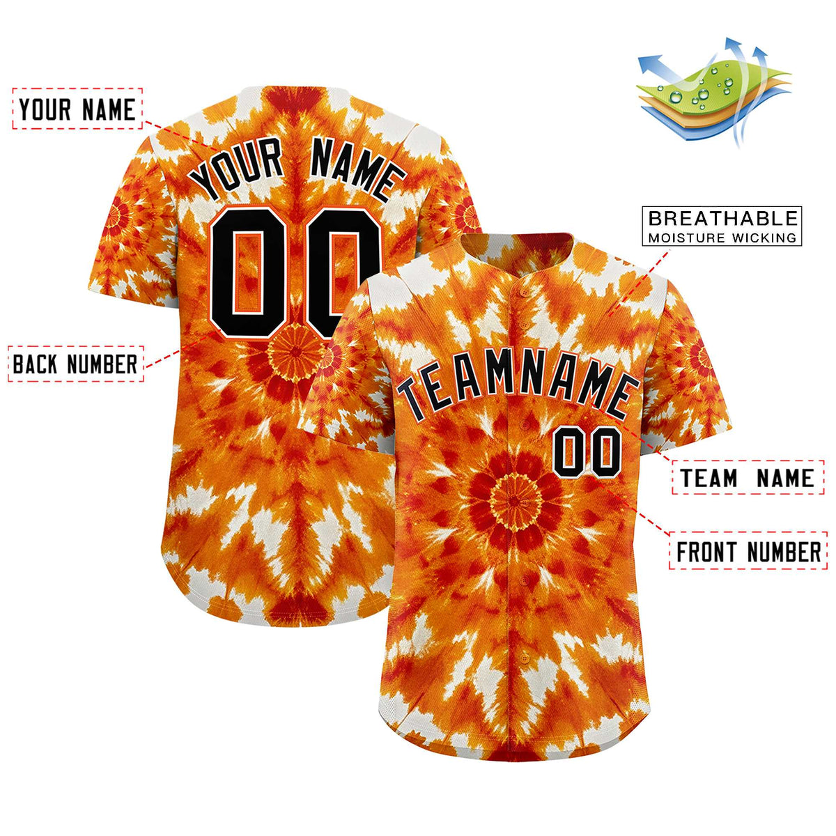 Custom Multi Color Tie-Dye Graffiti Pattern Authentic Baseball Jersey| KXKSHOP