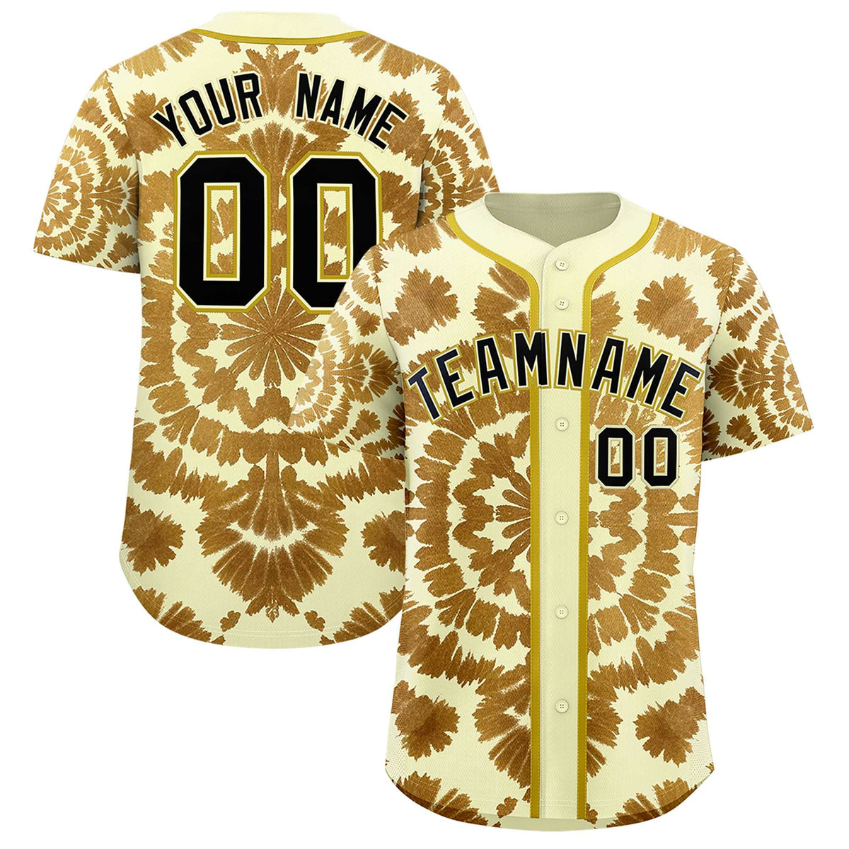 Custom Cream Tie-Dye Graffiti Pattern Authentic Baseball Jersey| KXKSHOP