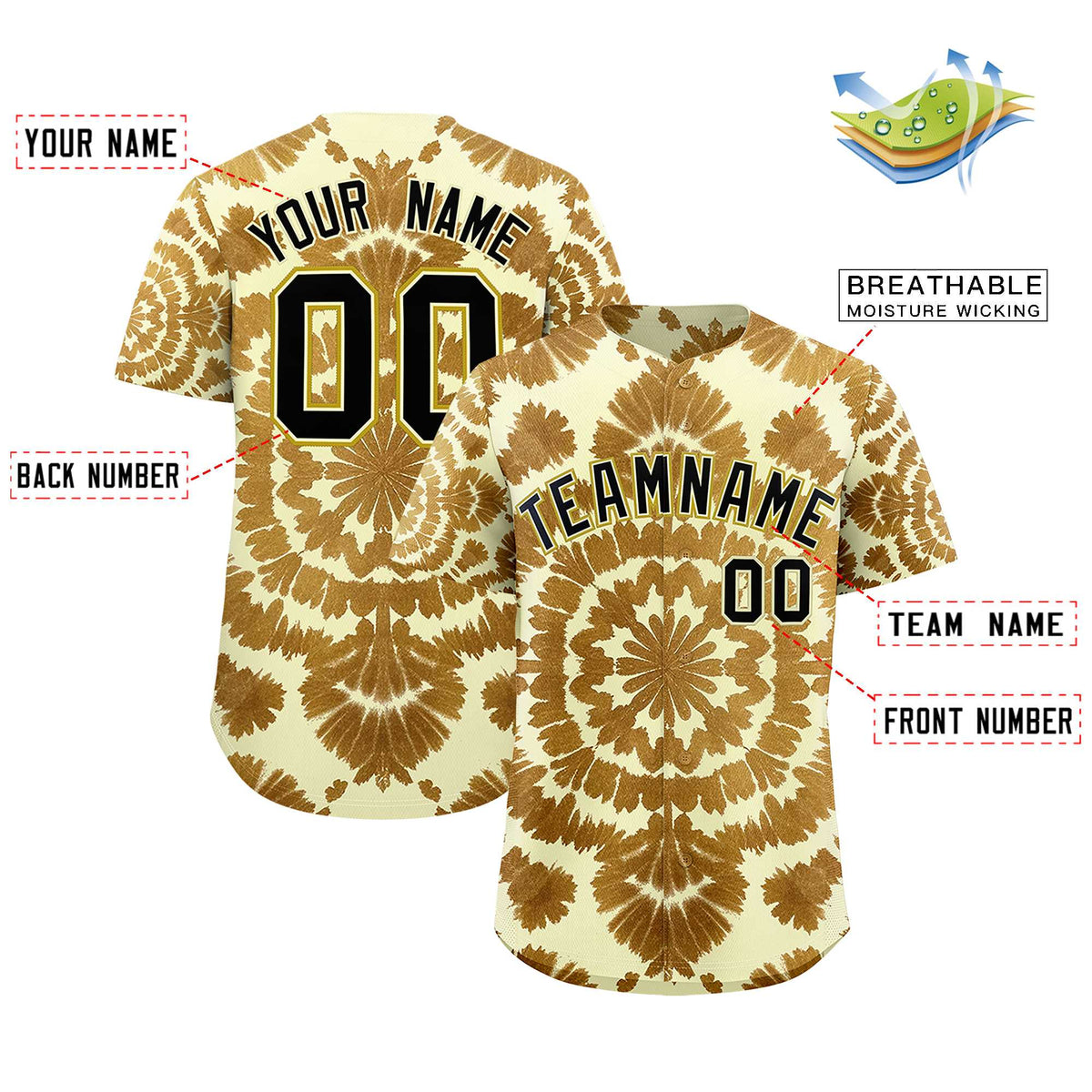 Custom Multi Color Tie-Dye Graffiti Pattern Authentic Baseball Jersey| KXKSHOP