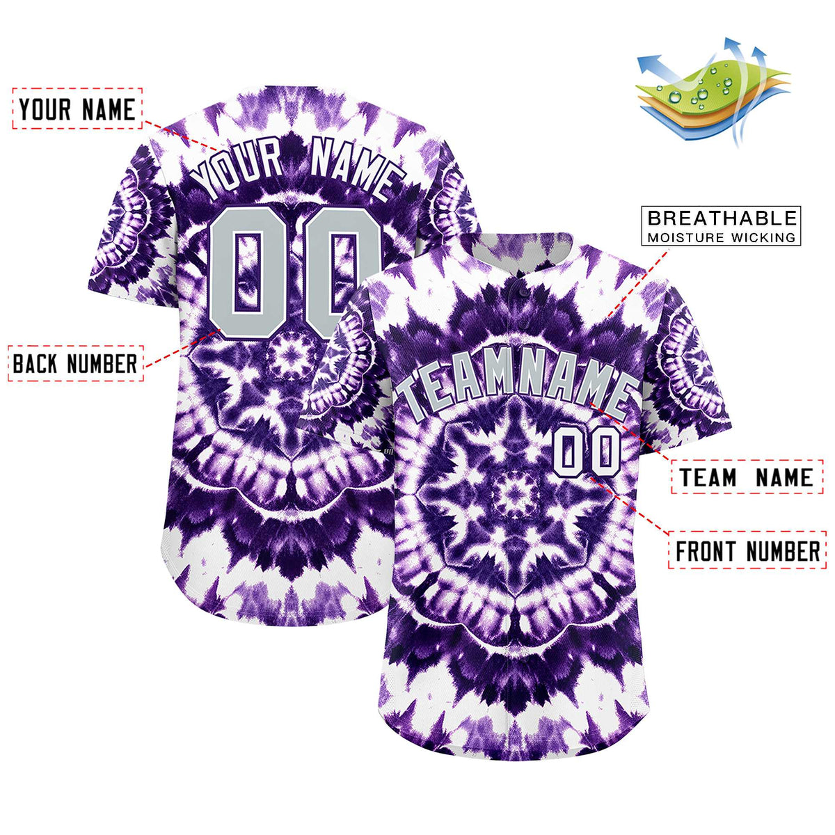 Custom Multi Color Tie-Dye Graffiti Pattern Authentic Baseball Jersey| KXKSHOP