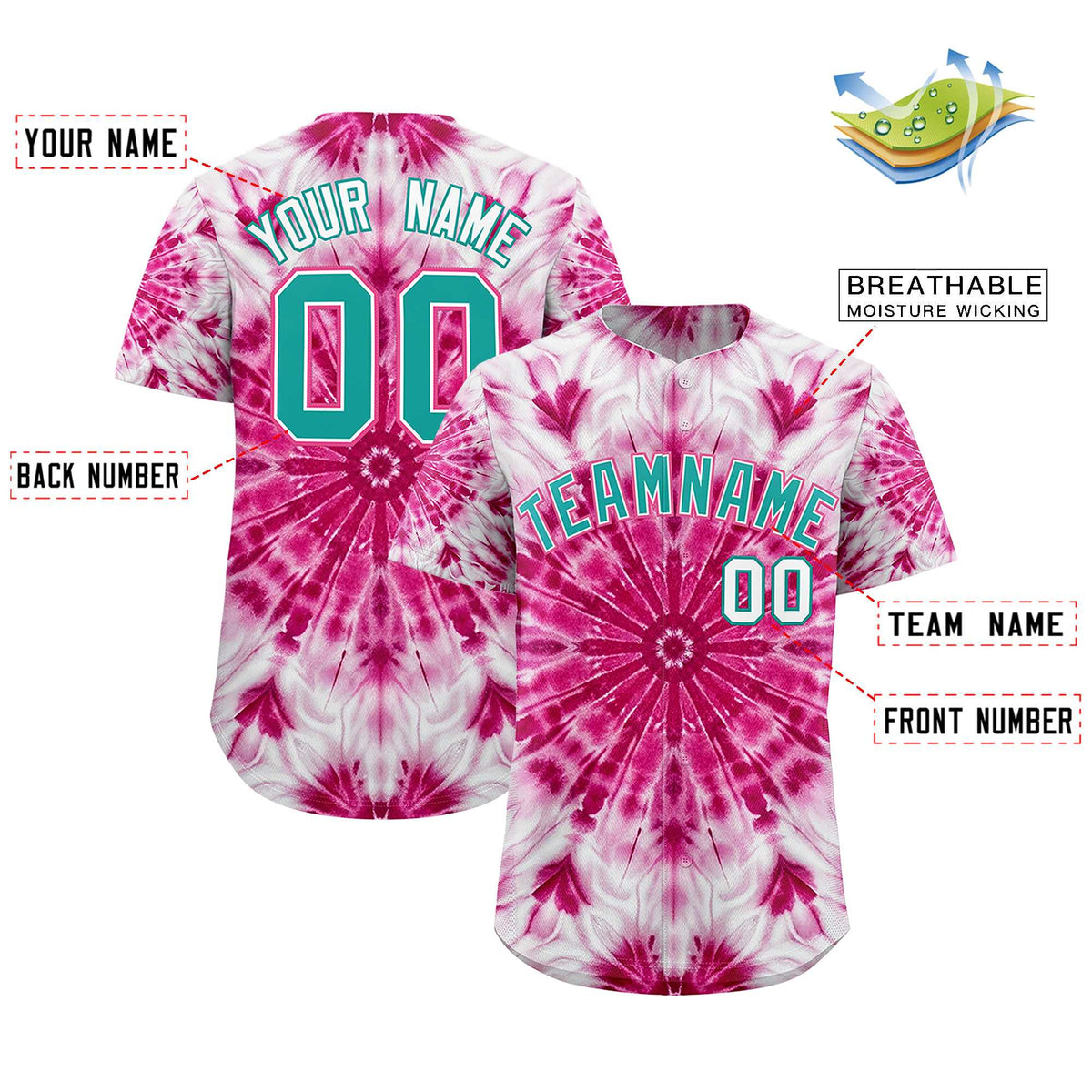Custom Multi Color Tie-Dye Graffiti Pattern Authentic Baseball Jersey| KXKSHOP