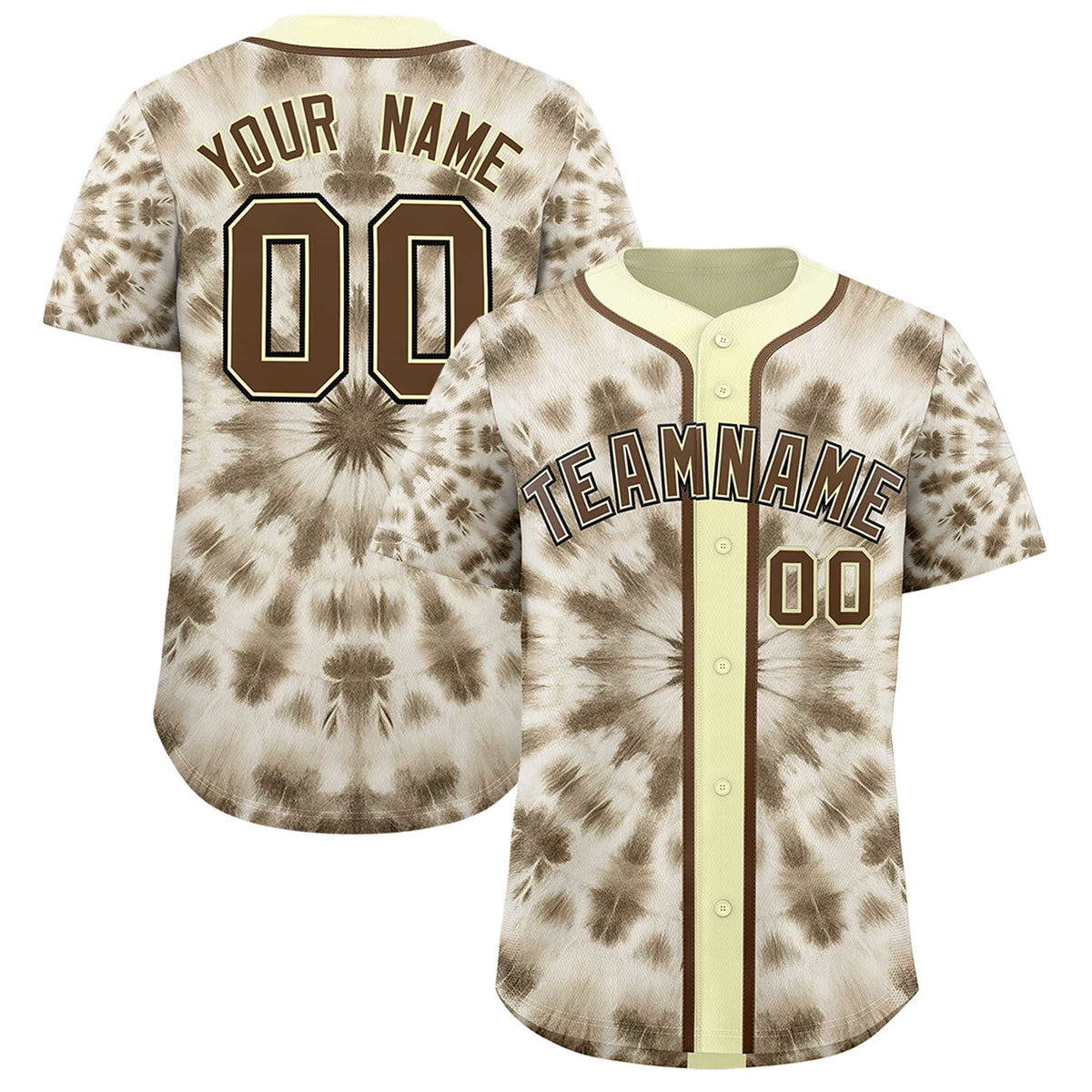 Custom Cream Tie-Dye Graffiti Pattern Authentic Baseball Jersey| KXKSHOP