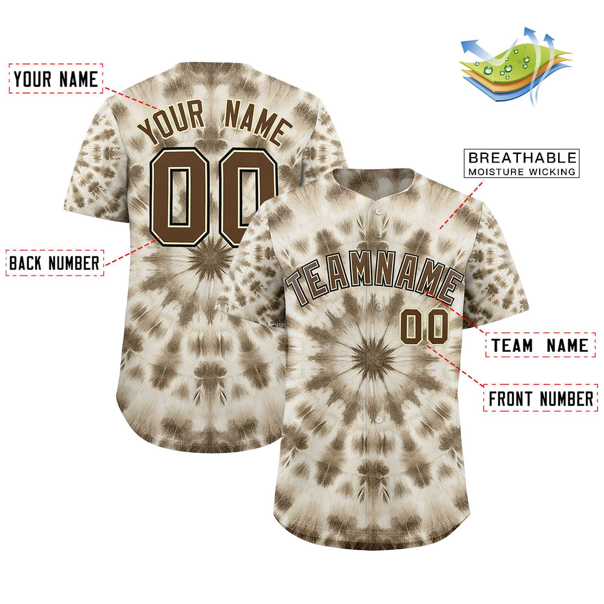 Custom Multi Color Tie-Dye Graffiti Pattern Authentic Baseball Jersey| KXKSHOP