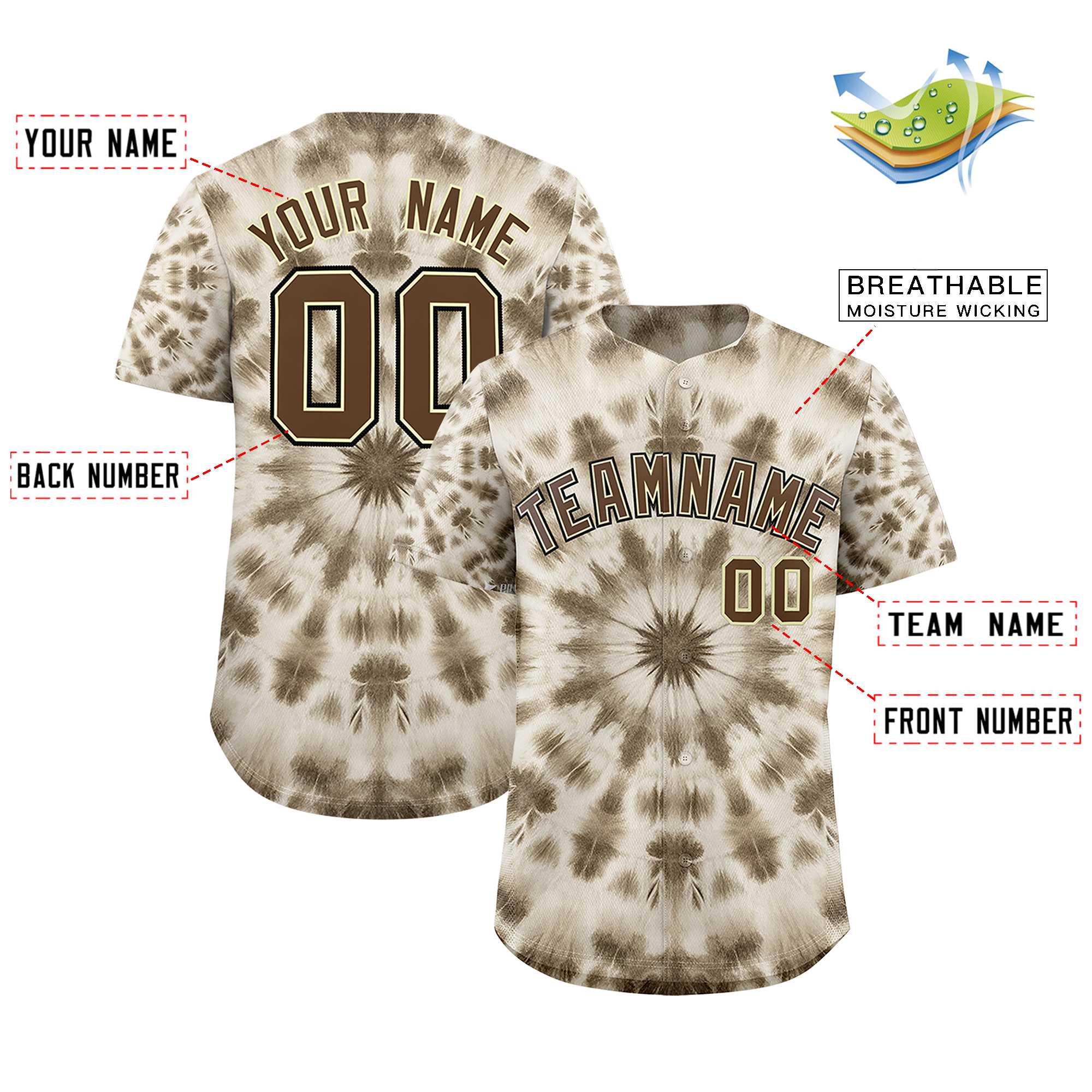 Custom Multi Color Tie-Dye Graffiti Pattern Authentic Baseball Jersey| KXKSHOP