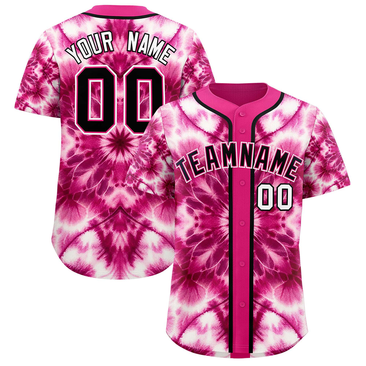 Custom Pink Tie-Dye Graffiti Pattern Authentic Baseball Jersey| KXKSHOP