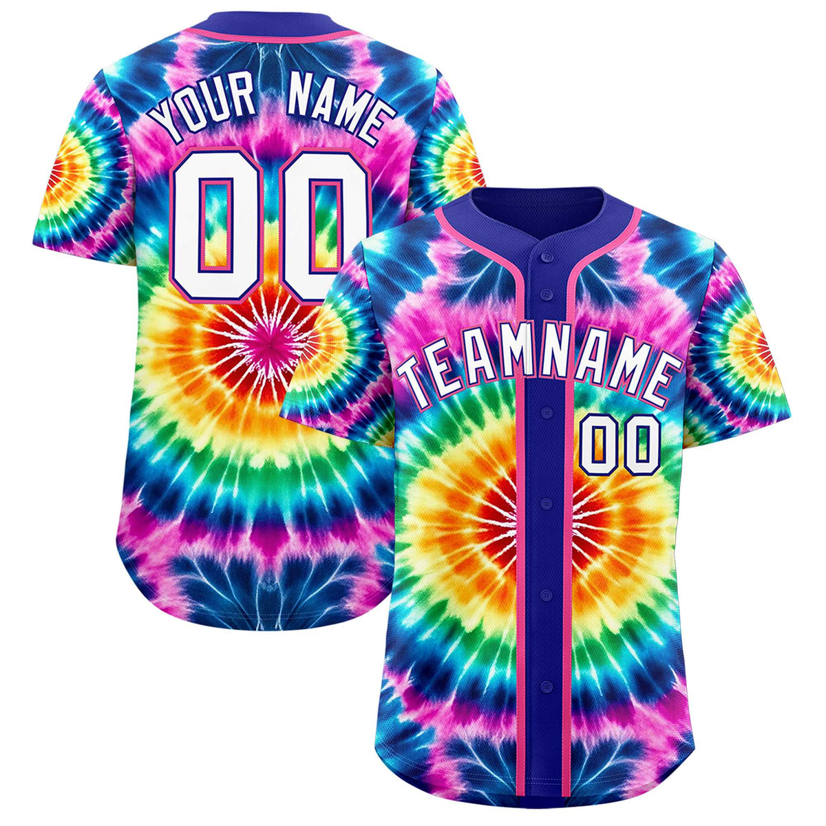 Custom Royal Tie-Dye Graffiti Pattern Authentic Baseball Jersey| KXKSHOP