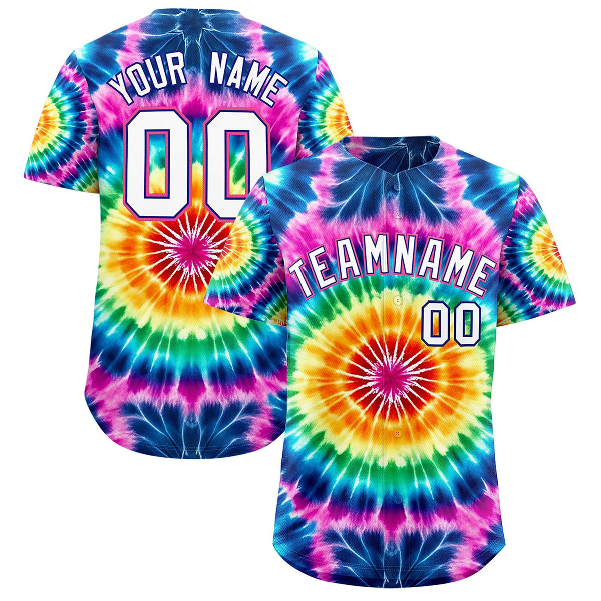 Custom Multi Color Tie-Dye Graffiti Pattern Authentic Baseball Jersey| KXKSHOP