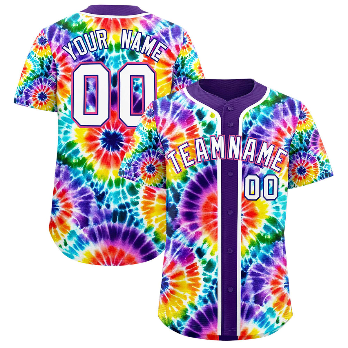 Custom Purple Tie-Dye Graffiti Pattern Authentic Baseball Jersey| KXKSHOP