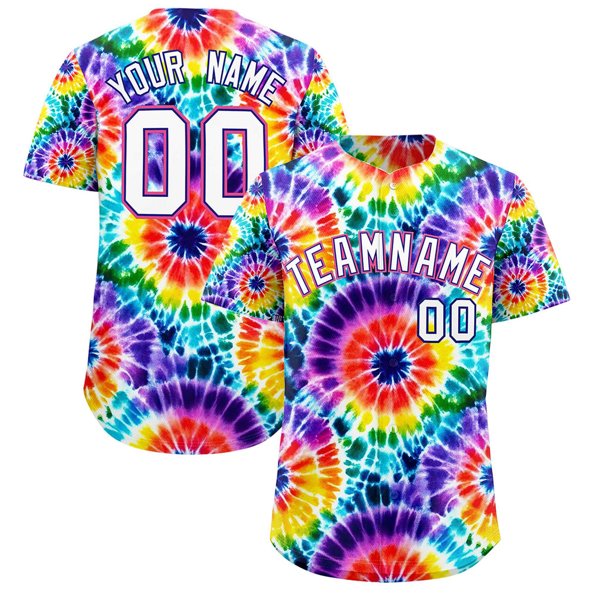 Custom Multi Color Tie-Dye Graffiti Pattern Authentic Baseball Jersey| KXKSHOP