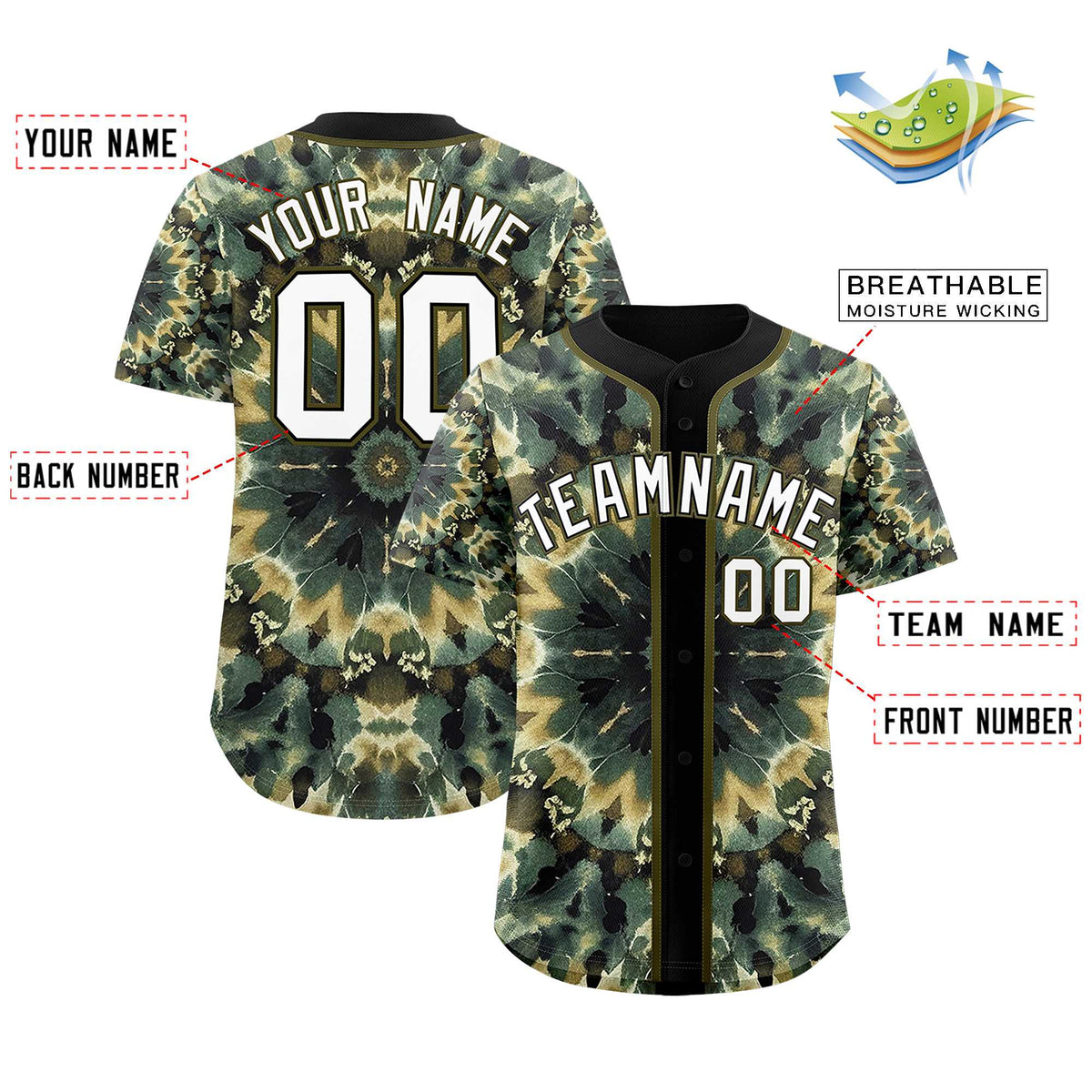 Custom Black Tie-Dye Graffiti Pattern Authentic Baseball Jersey| KXKSHOP