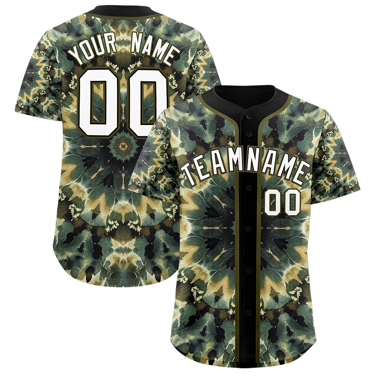 Custom Black Tie-Dye Graffiti Pattern Authentic Baseball Jersey| KXKSHOP