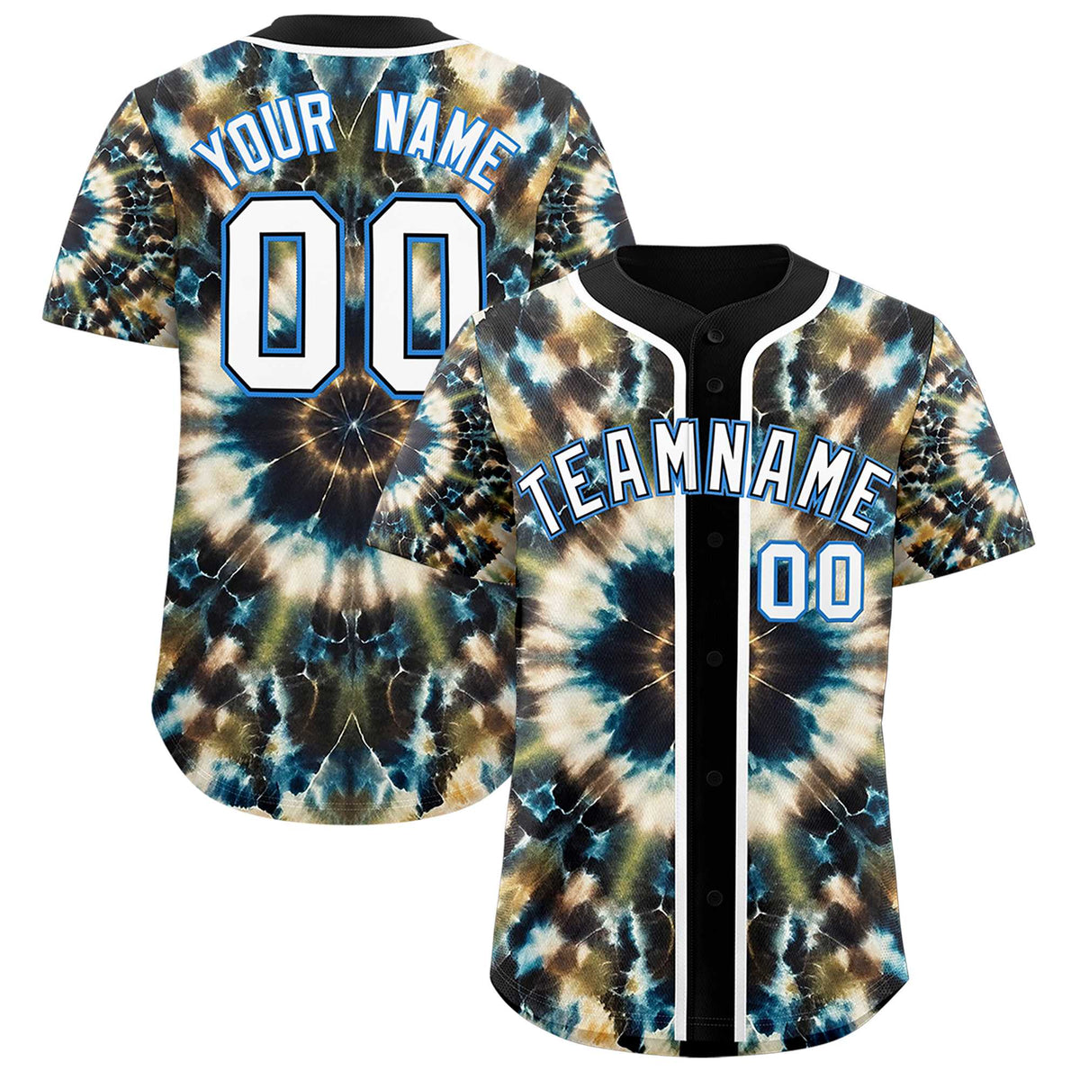 Custom Black Tie-Dye Graffiti Pattern Authentic Baseball Jersey| KXKSHOP