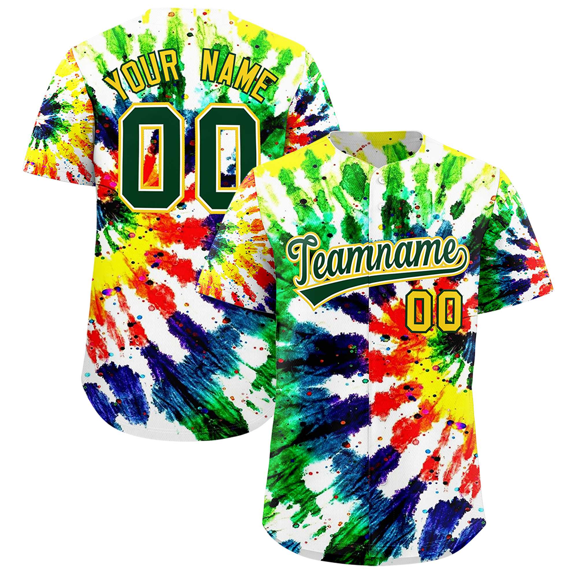 Custom Multi Color Tie-Dye Graffiti Pattern Authentic Baseball Jersey| KXKSHOP
