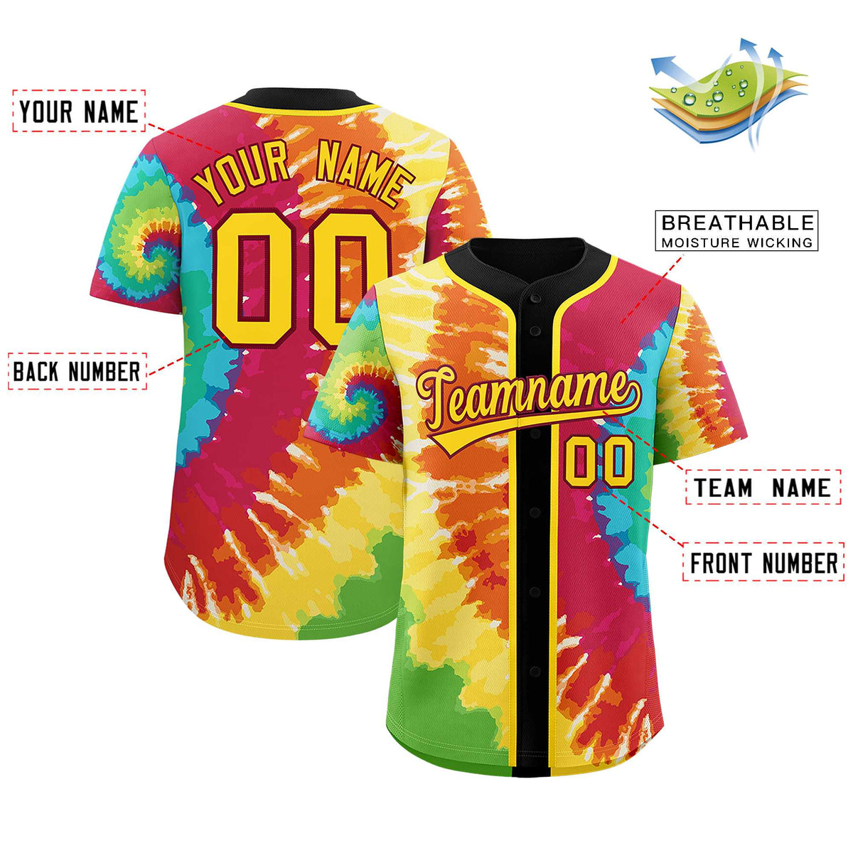 Custom Black Tie-Dye Graffiti Pattern Authentic Baseball Jersey| KXKSHOP