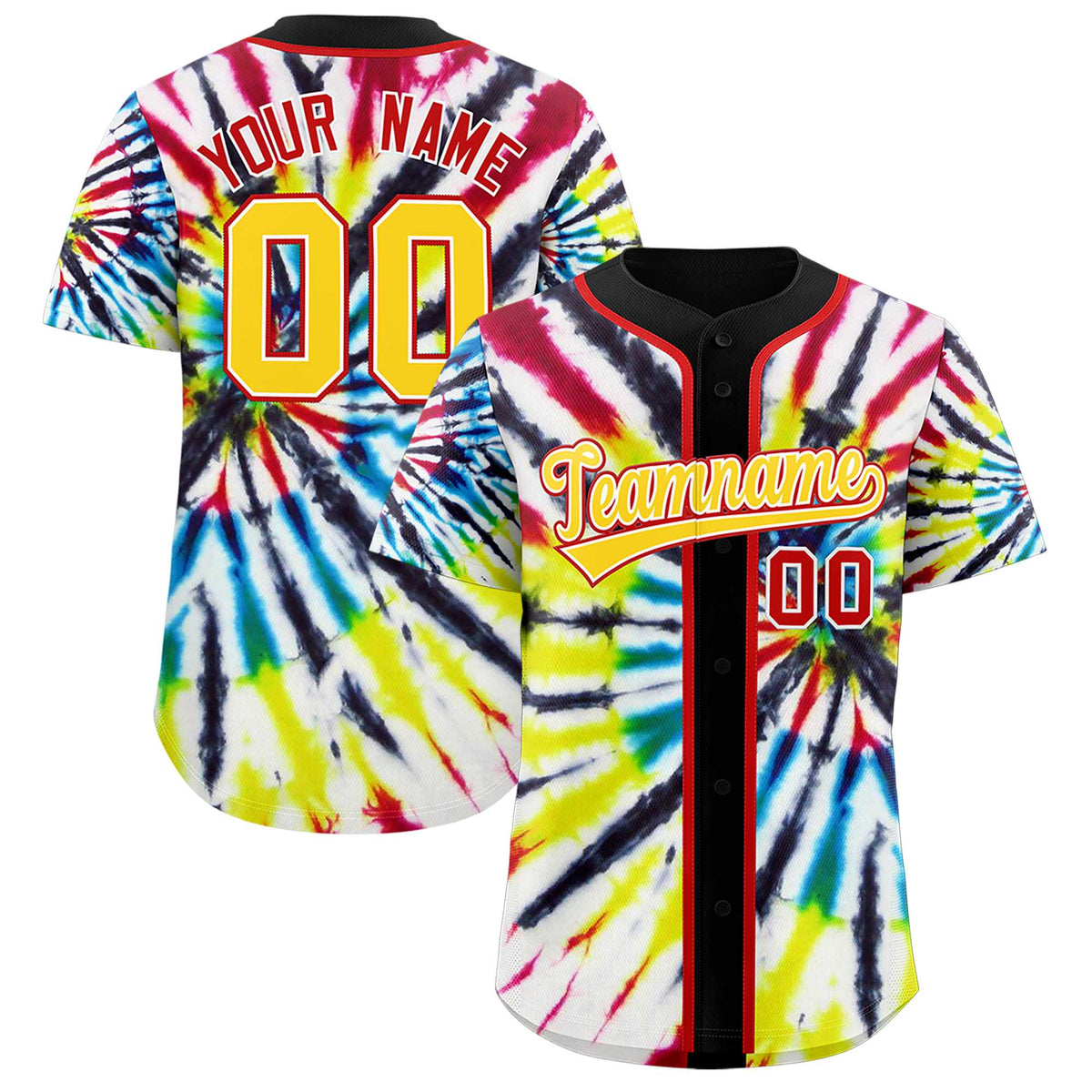 Custom Black Tie-Dye Graffiti Pattern Authentic Baseball Jersey| KXKSHOP