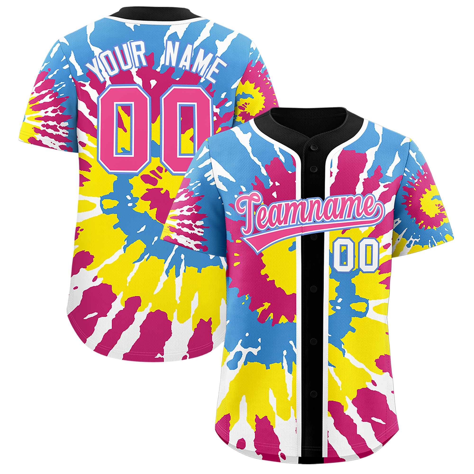 Custom Black Tie-Dye Graffiti Pattern Authentic Baseball Jersey| KXKSHOP