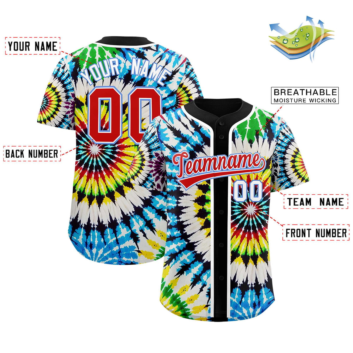 Custom Black Tie-Dye Graffiti Pattern Authentic Baseball Jersey| KXKSHOP