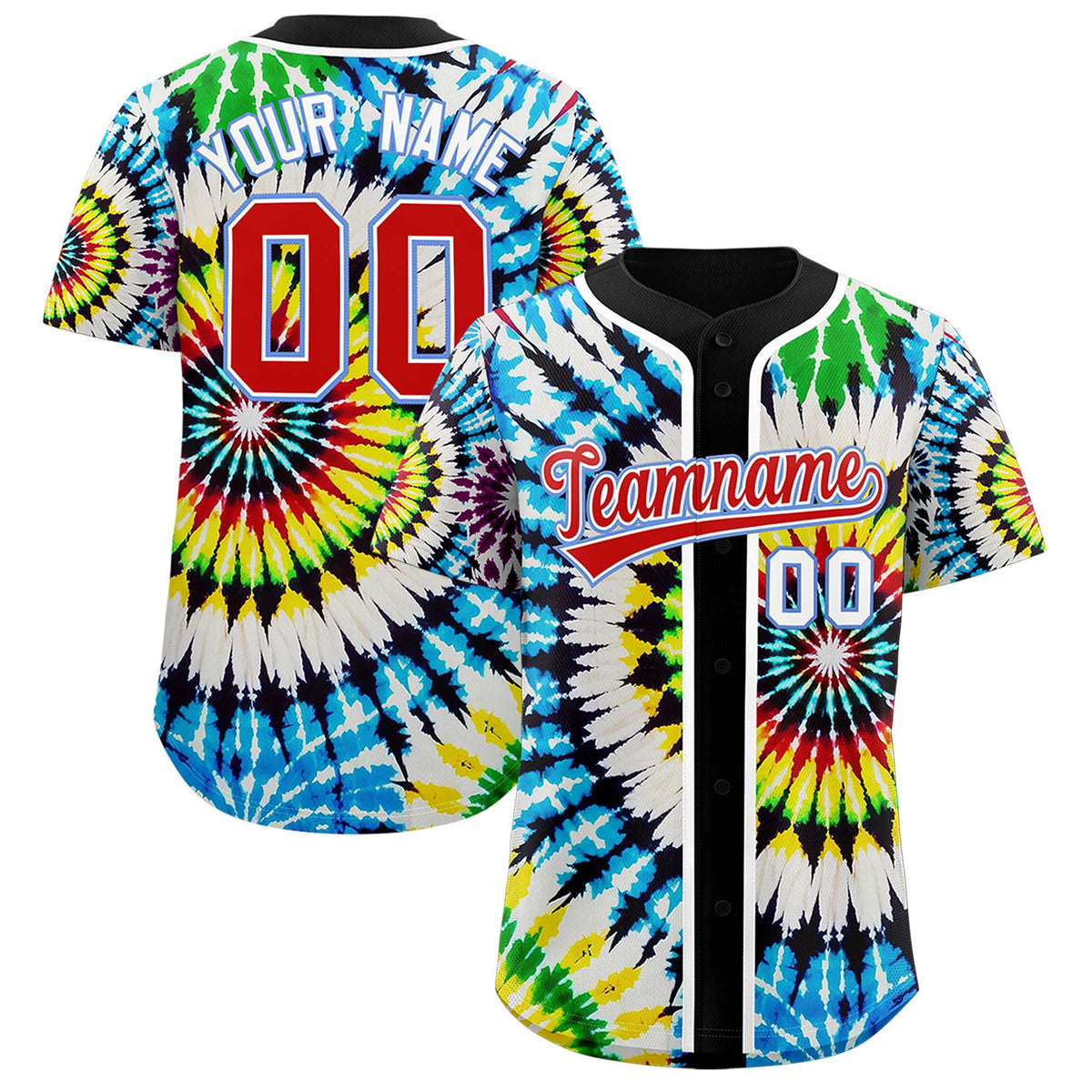 Custom Black Tie-Dye Graffiti Pattern Authentic Baseball Jersey| KXKSHOP