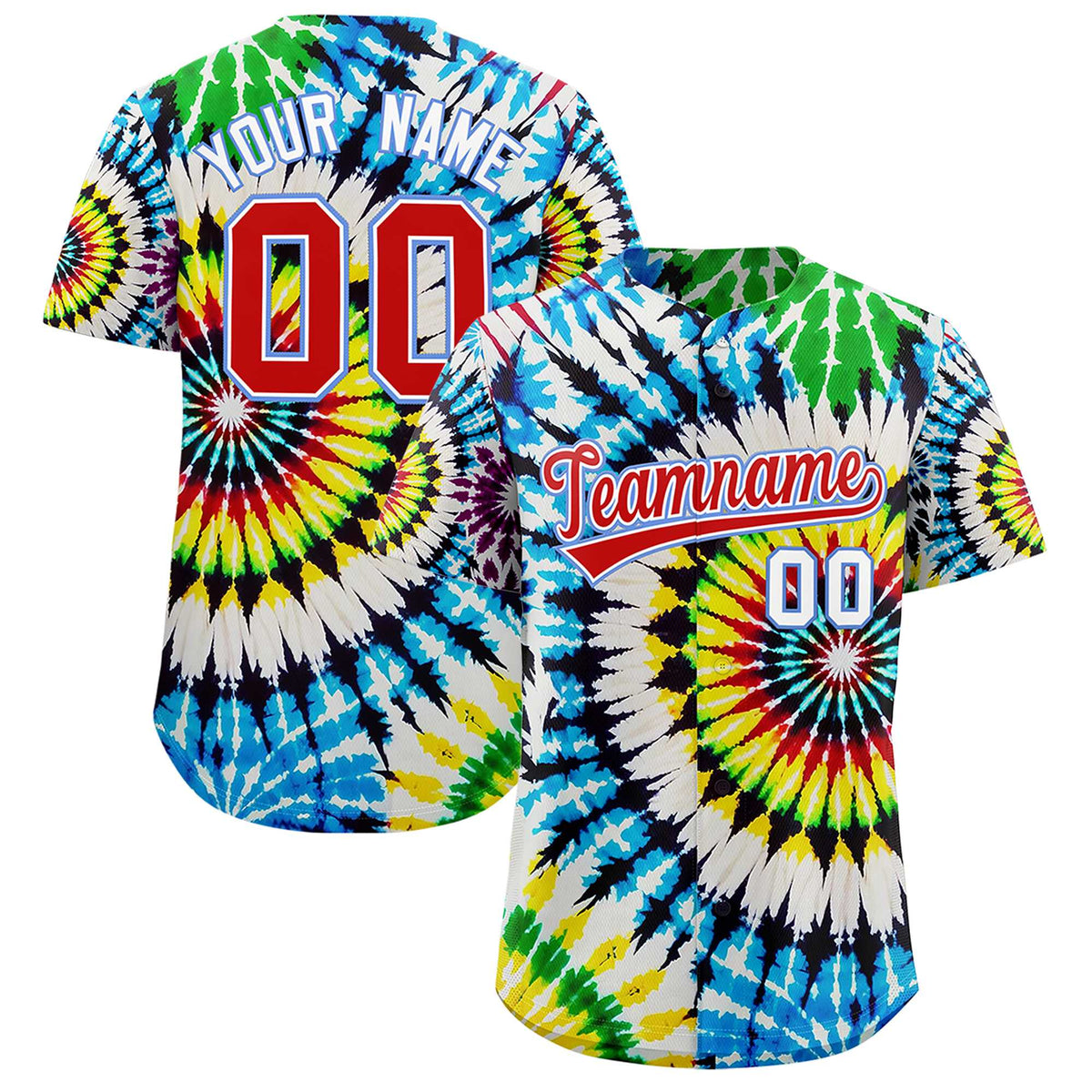 Custom Multi Color Tie-Dye Graffiti Pattern Authentic Baseball Jersey| KXKSHOP