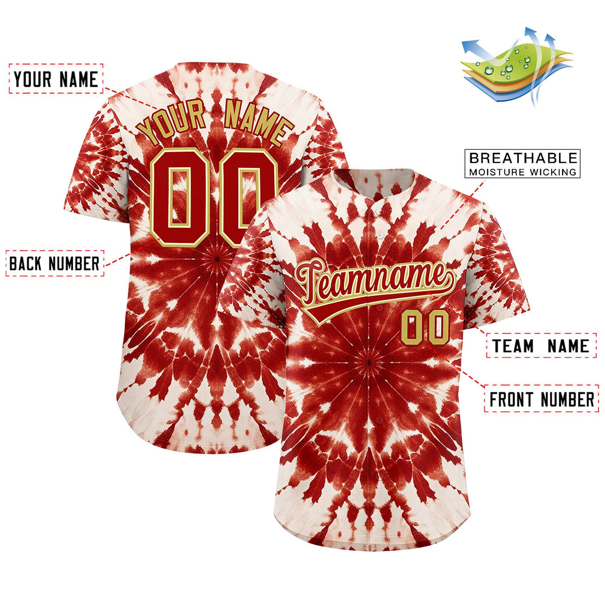 Custom Multi Color Tie-Dye Graffiti Pattern Authentic Baseball Jersey| KXKSHOP