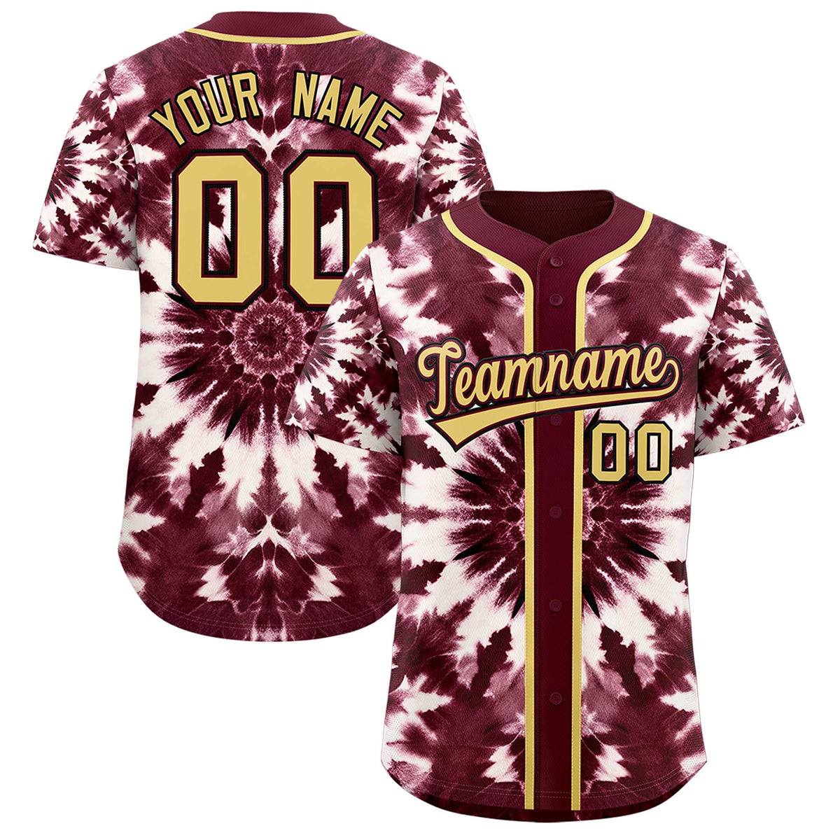Custom Crimson Tie-Dye Graffiti Pattern Authentic Baseball Jersey| KXKSHOP