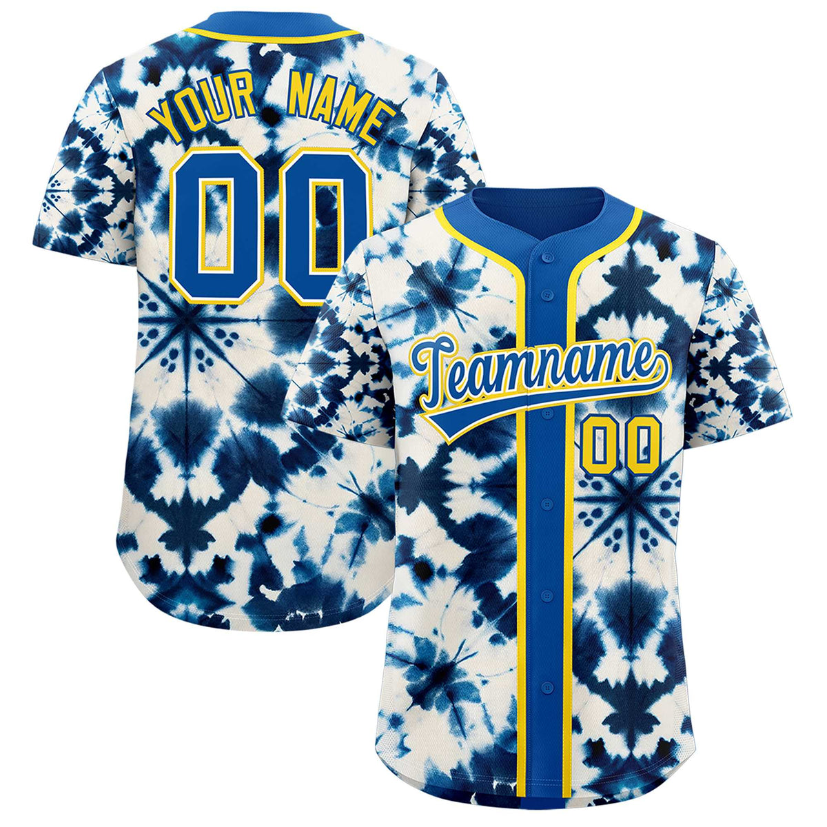 Custom Royal Tie-Dye Graffiti Pattern Authentic Baseball Jersey| KXKSHOP