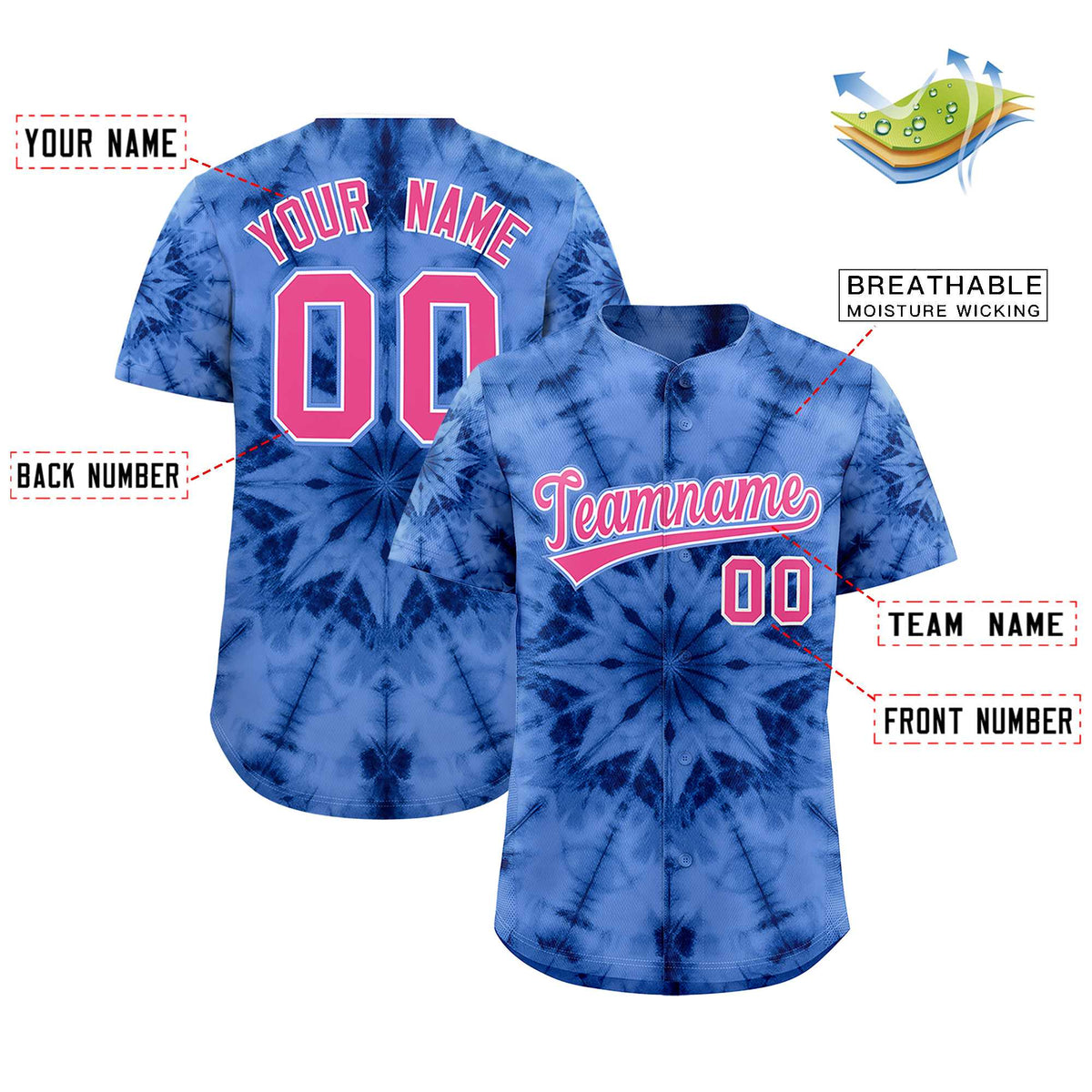 Custom Multi Color Tie-Dye Graffiti Pattern Authentic Baseball Jersey| KXKSHOP