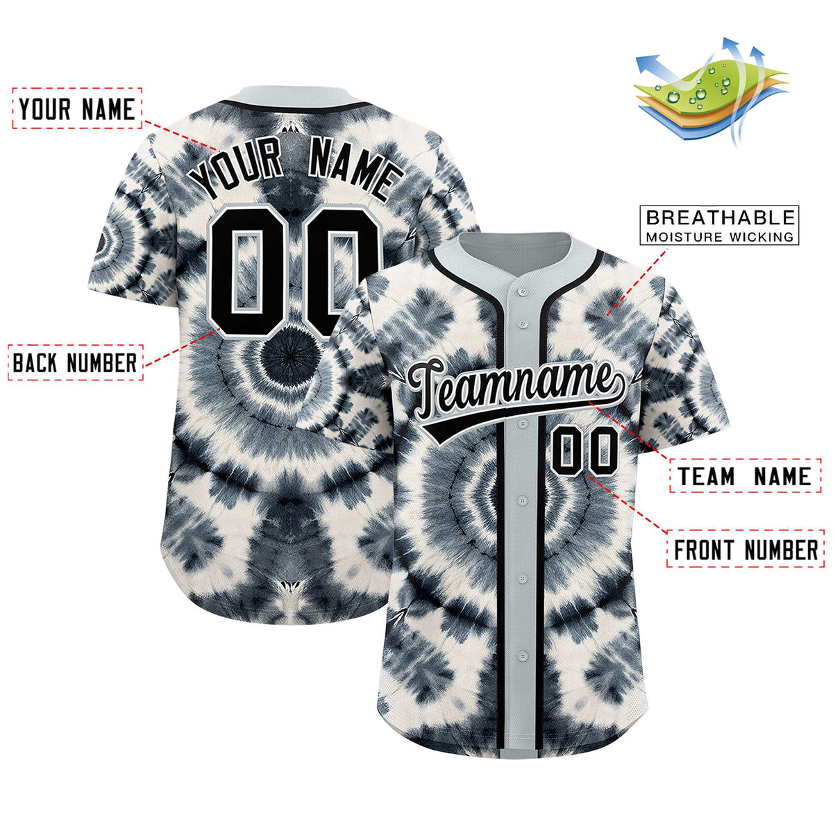 Custom Silver Tie-Dye Graffiti Pattern Authentic Baseball Jersey| KXKSHOP