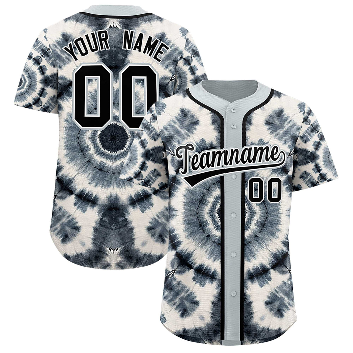 Custom Silver Tie-Dye Graffiti Pattern Authentic Baseball Jersey| KXKSHOP