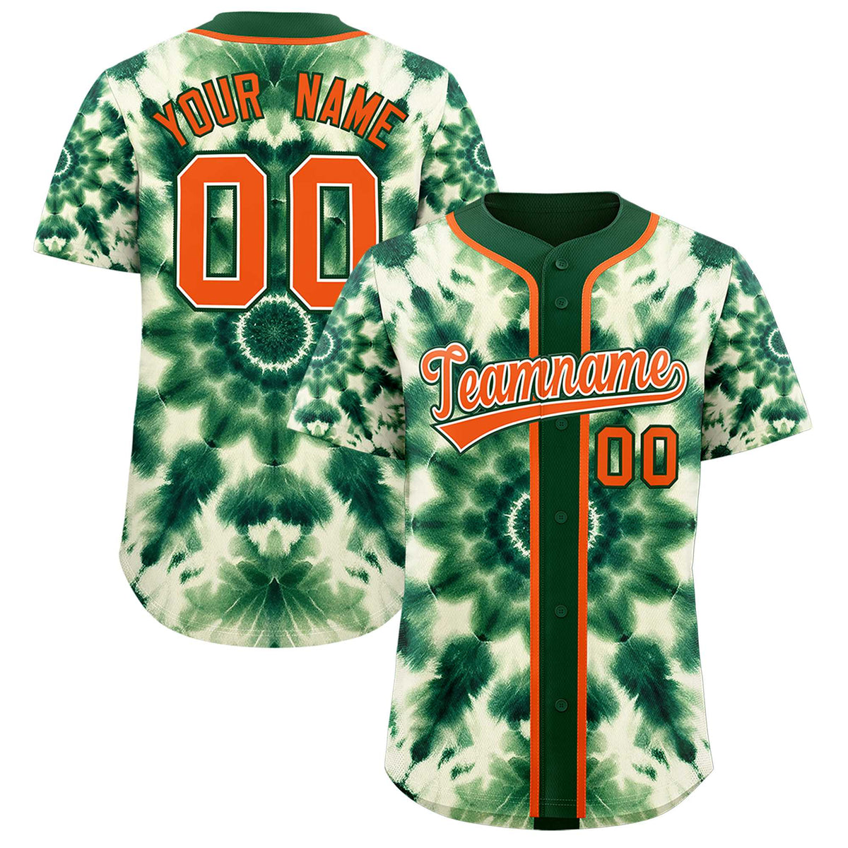 Custom Green Tie-Dye Graffiti Pattern Authentic Baseball Jersey| KXKSHOP
