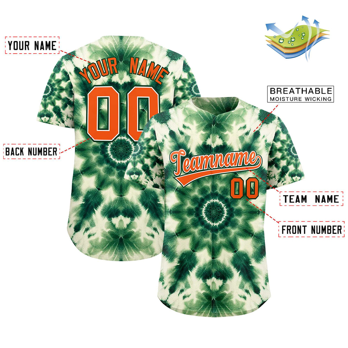 Custom Multi Color Tie-Dye Graffiti Pattern Authentic Baseball Jersey| KXKSHOP