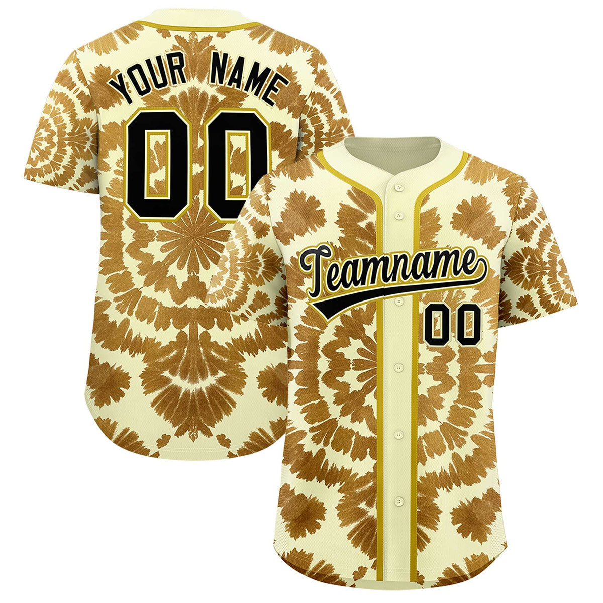 Custom Cream Tie-Dye Graffiti Pattern Authentic Baseball Jersey| KXKSHOP