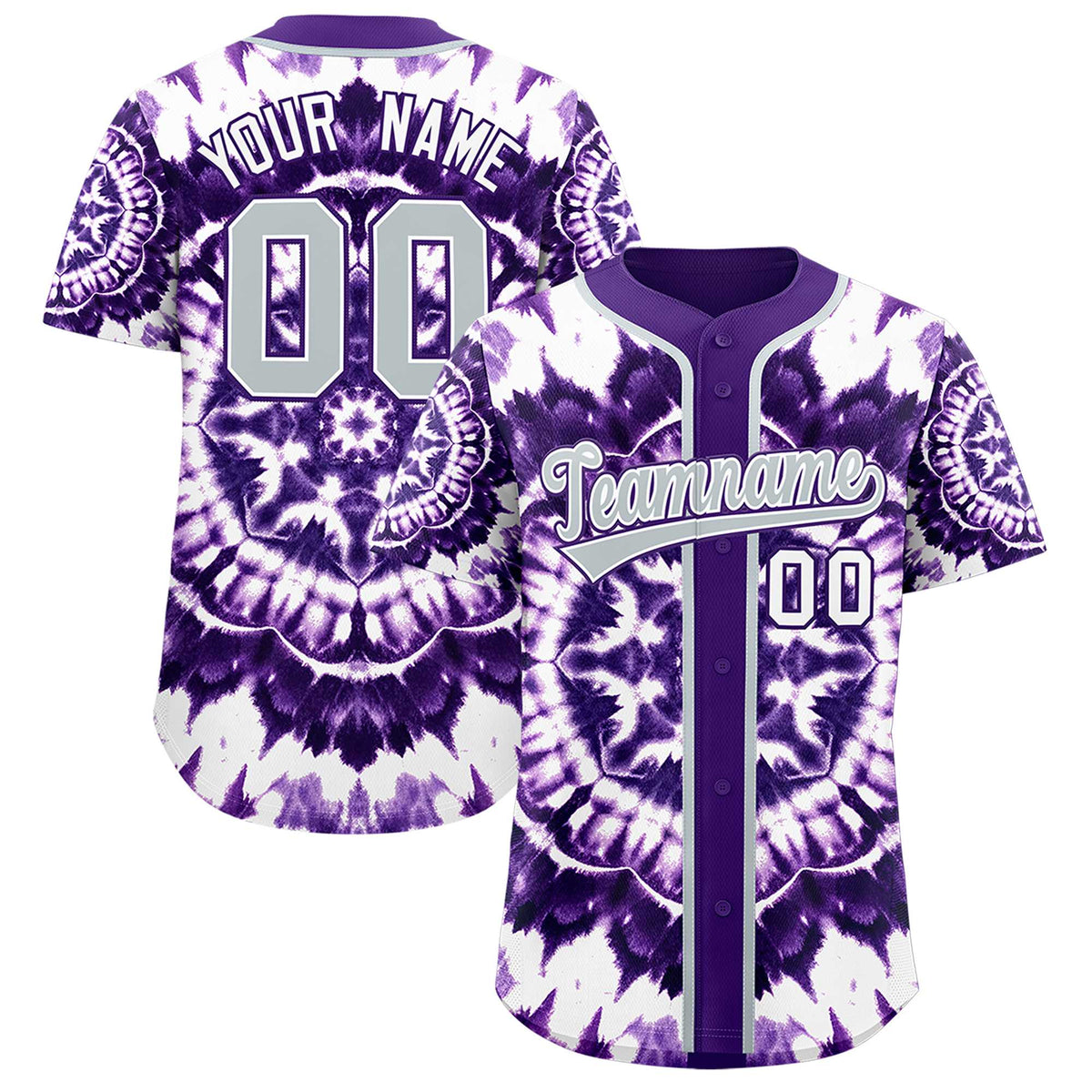 Custom Purple Tie-Dye Graffiti Pattern Authentic Baseball Jersey| KXKSHOP