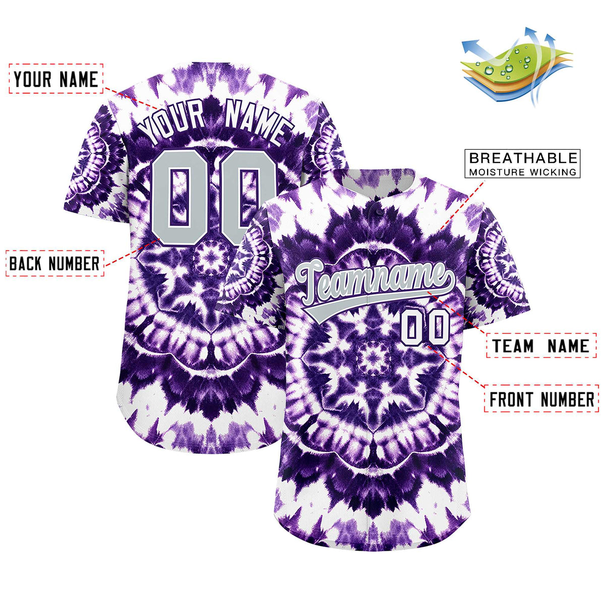 Custom Multi Color Tie-Dye Graffiti Pattern Authentic Baseball Jersey| KXKSHOP