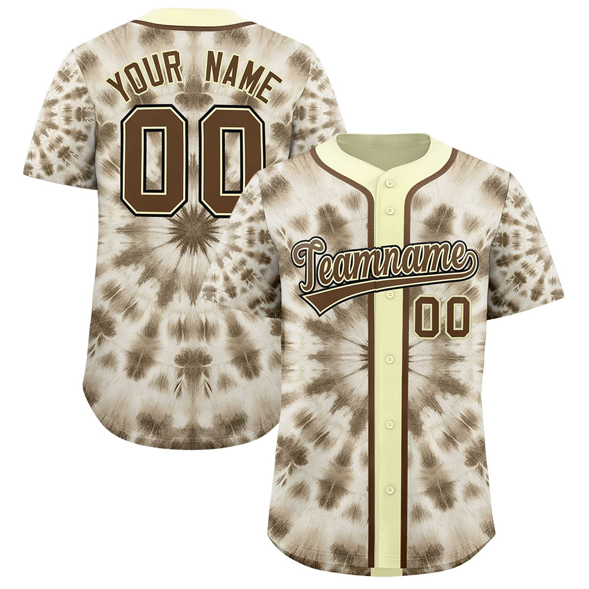 Custom Cream Tie-Dye Graffiti Pattern Authentic Baseball Jersey| KXKSHOP