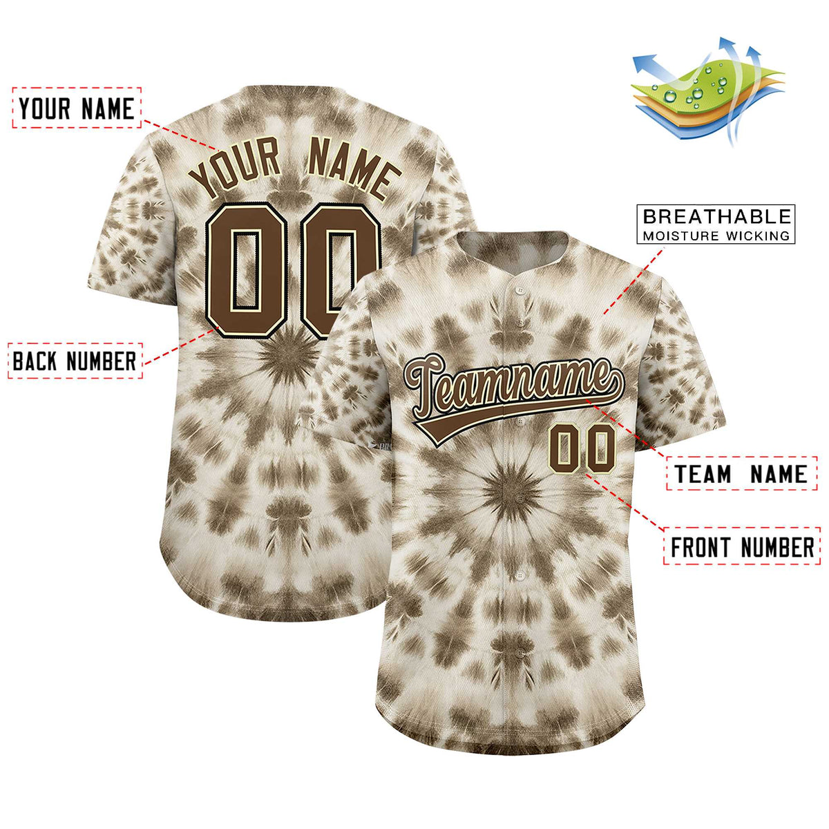 Custom Multi Color Tie-Dye Graffiti Pattern Authentic Baseball Jersey| KXKSHOP