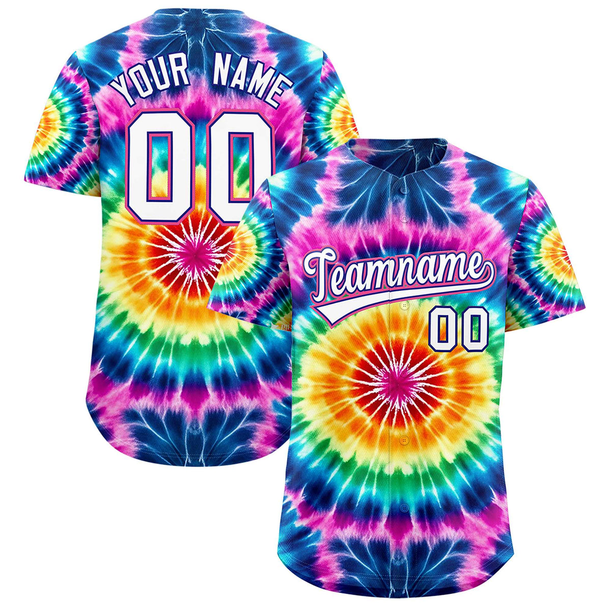 Custom Multi Color Tie-Dye Graffiti Pattern Authentic Baseball Jersey| KXKSHOP