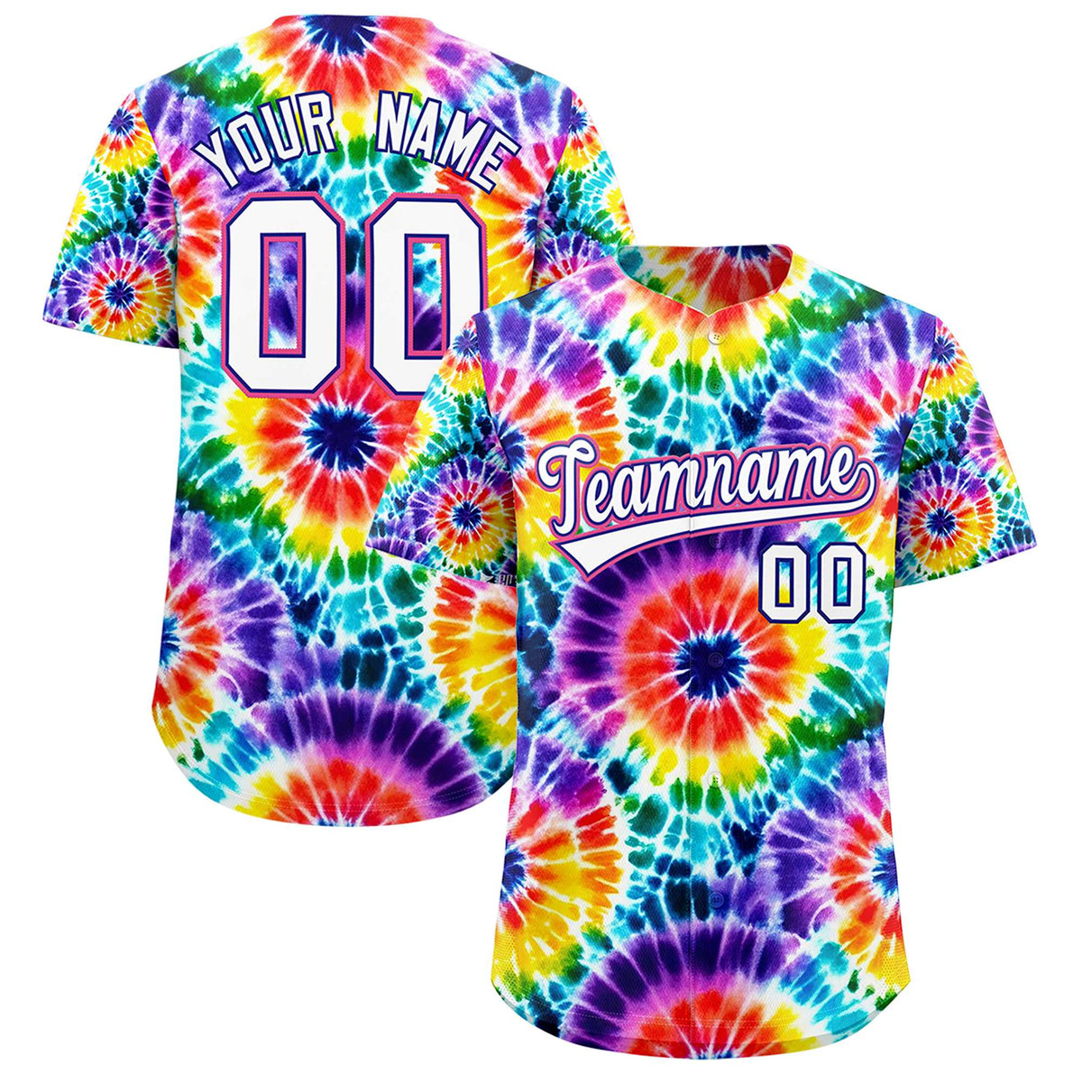 Custom Multi Color Tie-Dye Graffiti Pattern Authentic Baseball Jersey| KXKSHOP