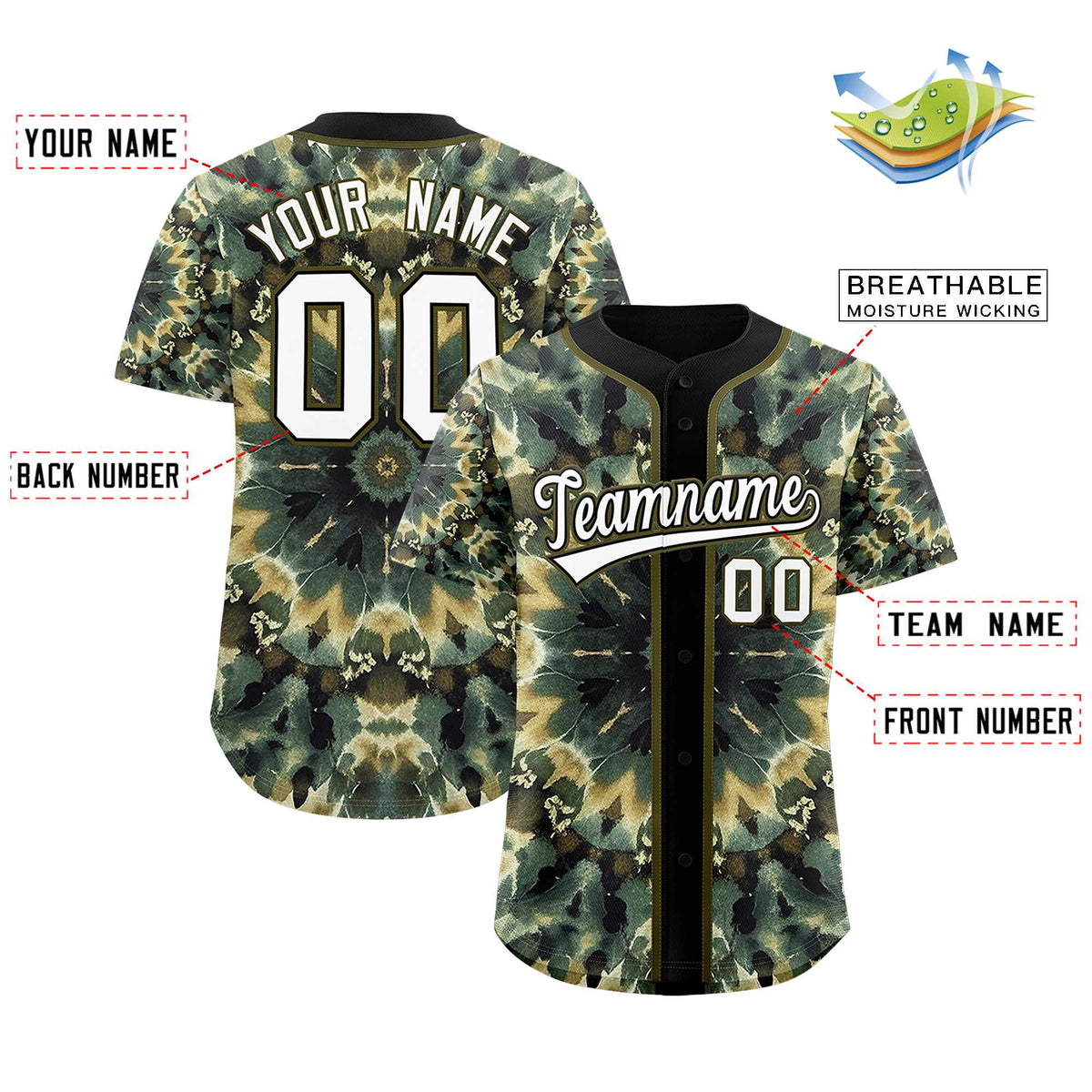 Custom Black Tie-Dye Graffiti Pattern Authentic Baseball Jersey| KXKSHOP
